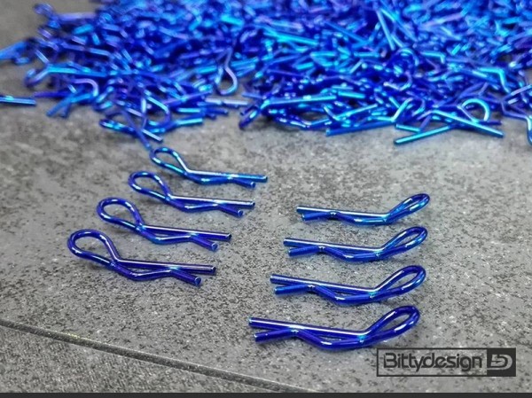 Bittydesign Karosserie Splinten 1/10 Blau - Race Body Clips 4x Links / 4x Rechts gebogen