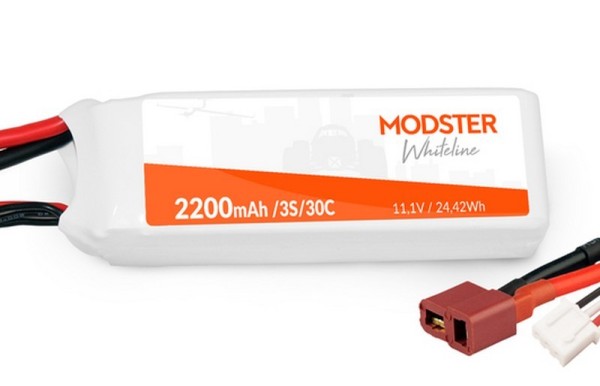 96527 / MD10088 MODSTER LiPo Pack 3S 11.1V 2200 mAh 30C (Deans T-Plug) White Line