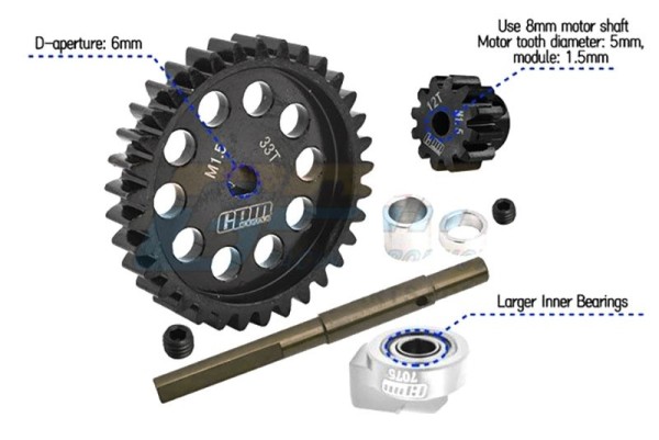 GPM Carbonstahl Hauptzahnrad 33Z 12Z Ritzel X-MAXX