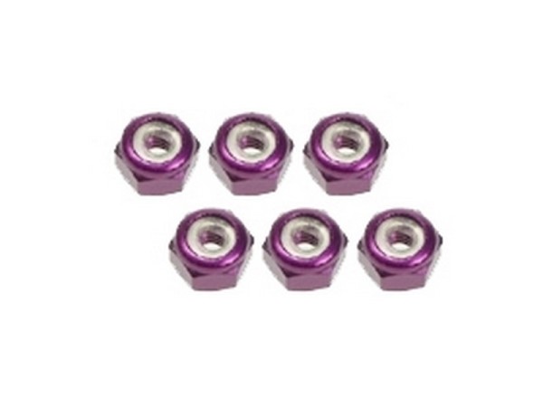 3RAC-N20/PU/V2 2mm Alu Stopmutter (6 Pcs) - Purple