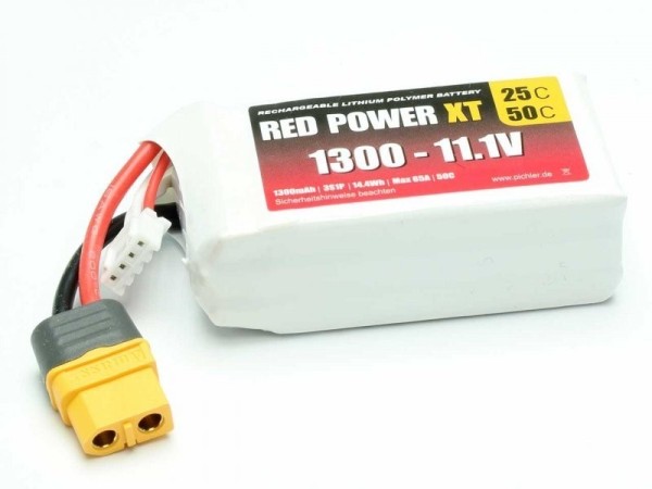15413 LiPo Akku RED POWER XT 1300 - 11.1V XT60