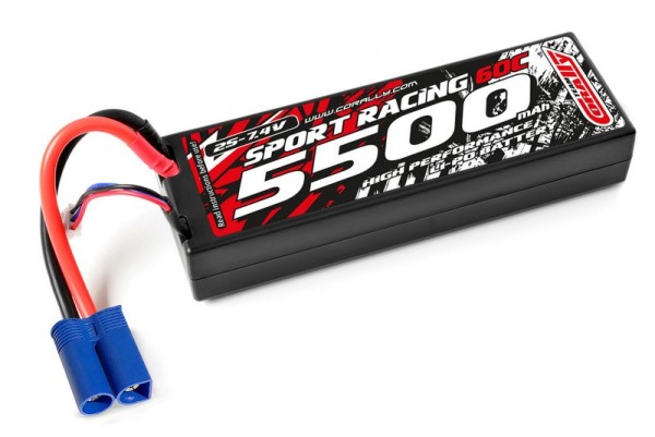 C-49125-EC5 Team Corally Power Racing 60C 5500mAh 2s Lipo Akku EC-5 Stecker Hard Case