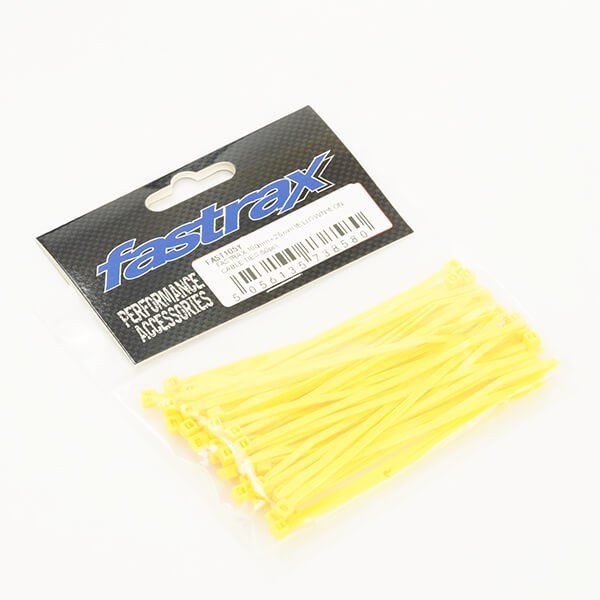 FASTRAX 100mm x 2.5mm YELLOW NYLON CABLE TIES (50p