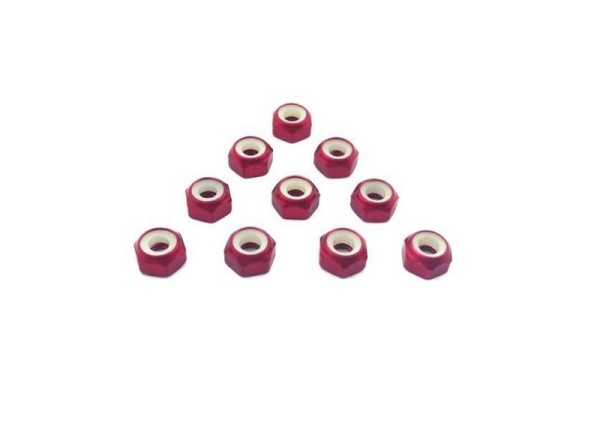 MR33 Aluminium kurze Stopmutter 3mm Rot (10)