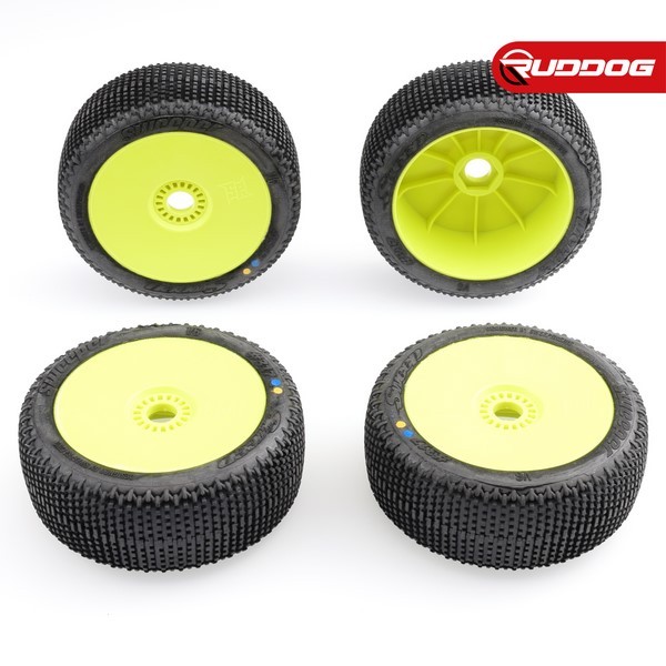 Sweep SWEEPER White (Medium) X Pre-glued set 8th Buggy tires/Yellow wheels 4pcs Kompletträder Reifen