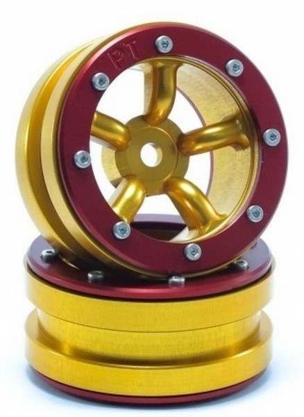 Absima Beadlock Wheels PT-Safari Gold/Rot 1.9