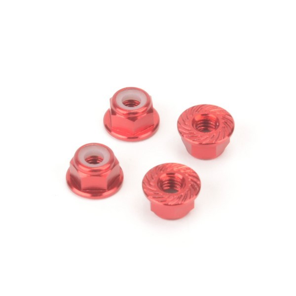 MK5485R M4 Alloy Serrated Nyloc Nuts - Red (4)