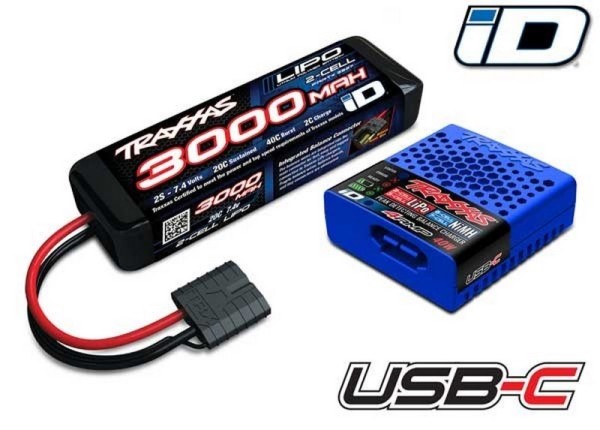 Traxxas USBC-Multi Ladegerät + Lipo 3000mAh 7,4V 2S Traxxas ID