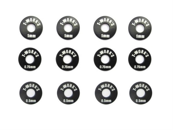 T-Work´s Alu Wheel Shim Set 0,5, 0,75, 1mm - Black