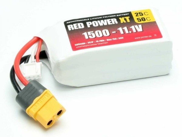 15415 LiPo Akku RED POWER XT 1500 - 11.1V XT60