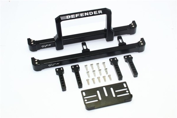 GPM ALU Bumper Vorne und Hinten mit Seilwinden Befestigung Schwarz Traxxas TRX-4 Landrover Defender