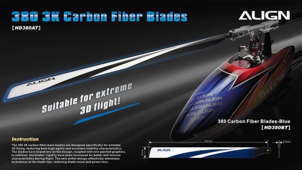 HD380AT Align T-REX 380 3K Carbon Fiber Blades