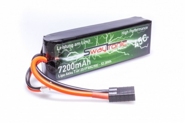 SWAY-TRX LiPo 2S 7.4V 7200mAh 45C/90C - Akku - TRX - Traxxas Stecker