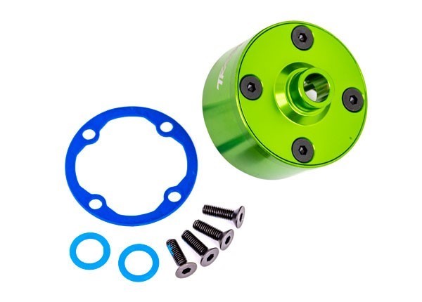 9581G Traxxas Differential Gehäuse Vorne / Hinten / Mitte Alu Grün Sledge