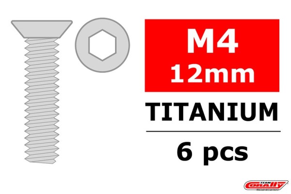 C-3022-40-12 Titanschrauben M4x12mm Senkkopf (6)
