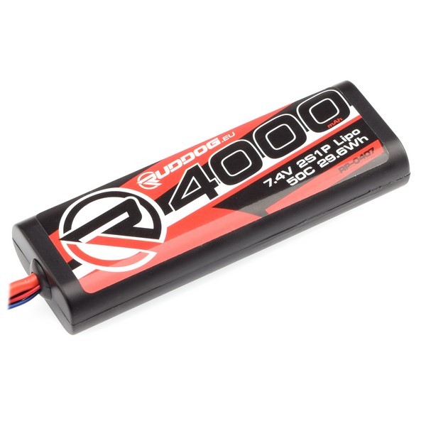 RUDDOG 4000mAh 50C 7.4V LiPo Round Stick XT60