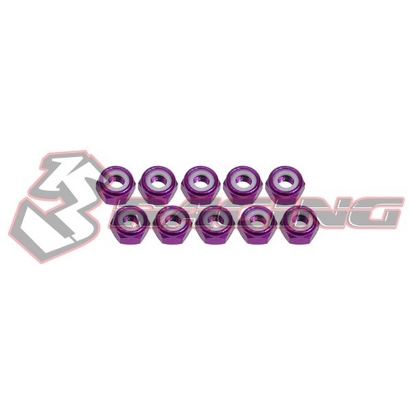 3RAC-N40/PU 4mm Alu Stopmuttern (10) - Purple