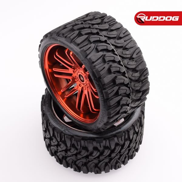 Sweep 1/8 Truggy Kompletträder "Terrain Crusher" Red 1/4 offset (2)