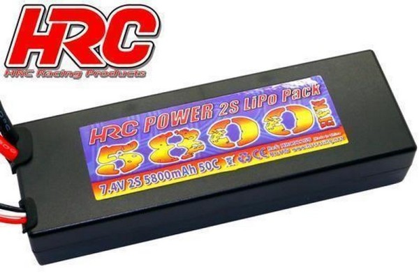 HRC Akku LiPo 2S 7.4V 5800mAh 50C RC Car HRC 5800 Hard Case TRX Stecker