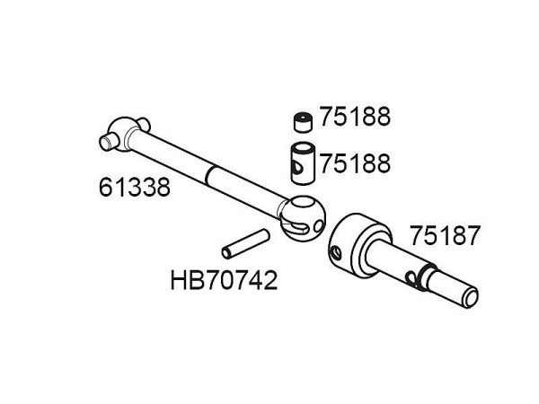 HB61338 44MM ALUMINIUM UNIVERSAL DRIVE SHAFT