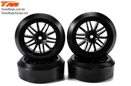 K Factory Reifen - 1/10 Drift - montiert - 15-Spoke Felgen - 12mm Hex - Extra Hard (4 Stk.)