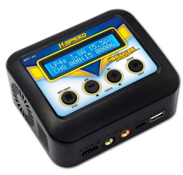 H-SPEED HERAKLES Mini Ladegerät 2-4S Lipo 230V 60Watt / USB Anschluss