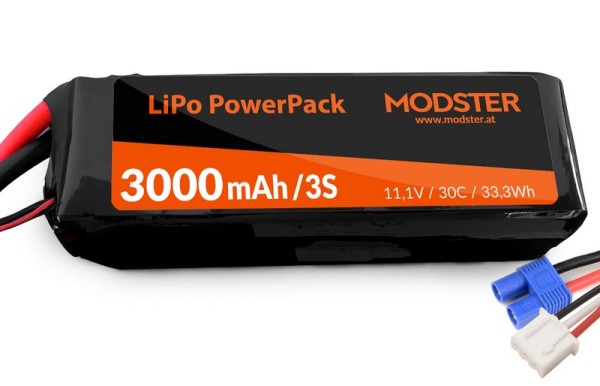 207833 / MD11725 LiPo Pack 2S 7,4V 3000 mAh 30C (Deans) MODSTER PowerPack