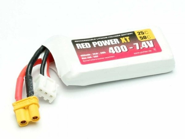 15401 LiPo Akku RED POWER XT 400 - 7.4V XT30