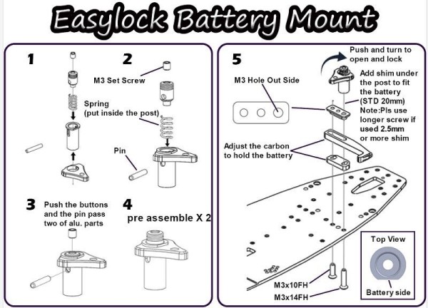 Vigor Easylock Akkuhalterung Mugen Seiki MTC-2R &