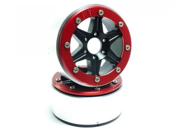 Absima Beadlock Wheels SIXSTAR schwarz/rot 1.9 (2)