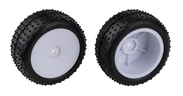 21596 Team Associated Reflex 14 Mini Pin Tires, Wide Wheels, mounted, white