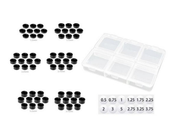 MR33 Alu 3mm Unterlegscheiben Set 1.25,1.75,2.25,2.75,3.25,3.75mm Schwarz jeweils 10 Stk (60 Stk)
