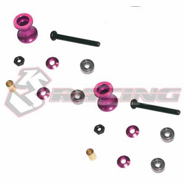 M4WD-33/PK Double ALU Rollers 8-9mm Pink
