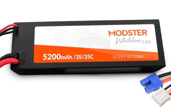 249386 / MD11801 LiPo Pack 3S 11,1V 5200 mAh 35C (EC3) MODSTER WhiteLine Car Hardcase
