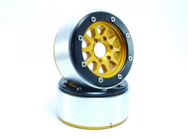 Absima Beadlock Wheels GEAR gold/schwarz 1.9 (2)