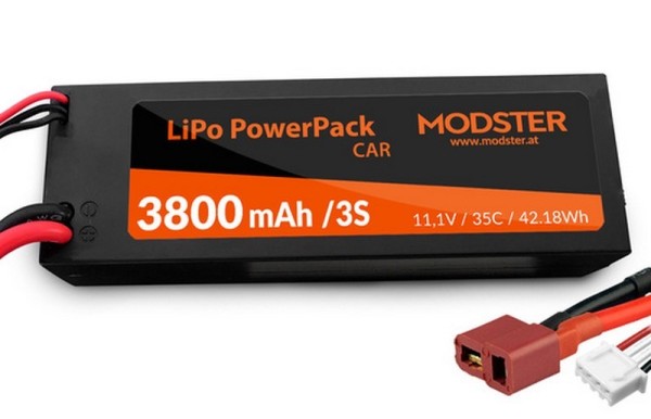 MODSTER LiPo Pack 3S 11.1V 3800 mAh 35C (Deans) PowerPack Car Hardcase