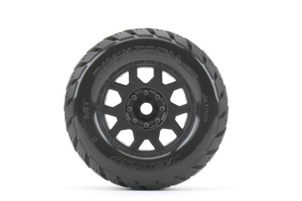 Jetko Extreme Tyre Monster Truck Rockform Belted 3.8" 17mm Black Rims (2)