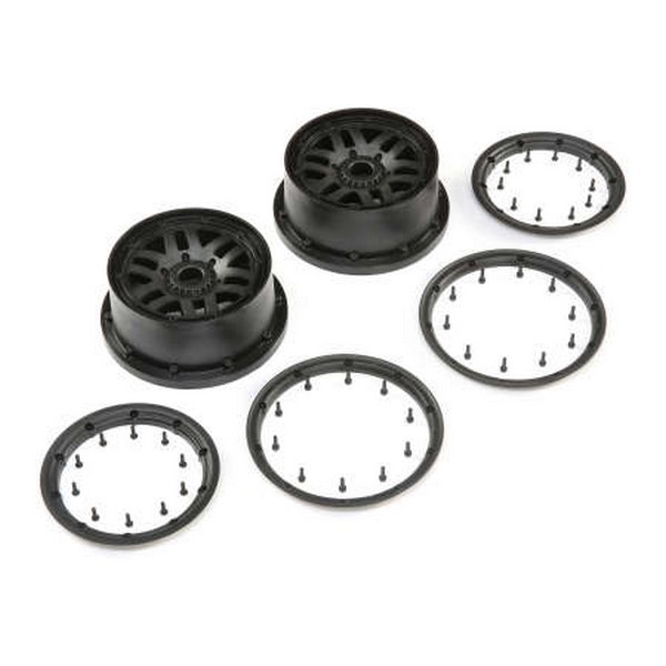 Losi Wheel & Beadlock Set. Black (2): 5ive -T 2.0