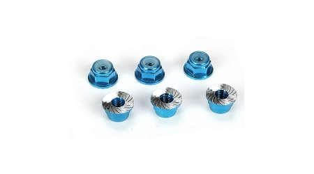 LOSB3993 4mm Aluminum Serrated Lock Nuts Blue