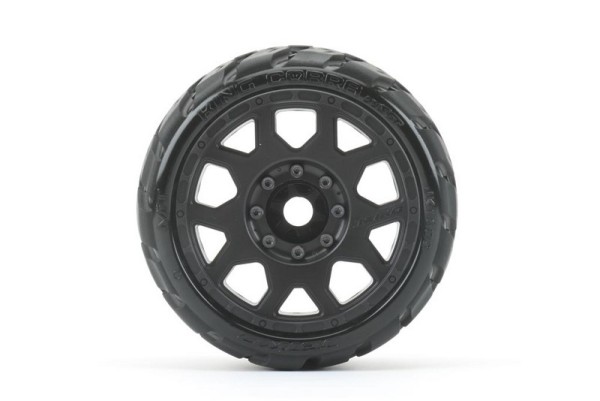 Jetko Extreme Tyre Traxxas Maxx Low Profile King Cobra Belted 3.8" Black Rim 17mm (2)