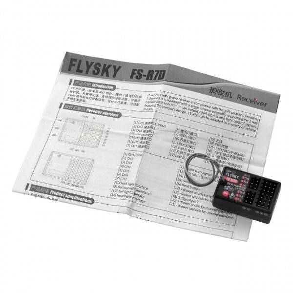 FlySky R7D ANT Empfänger + LED Kontroller 7 Kanal