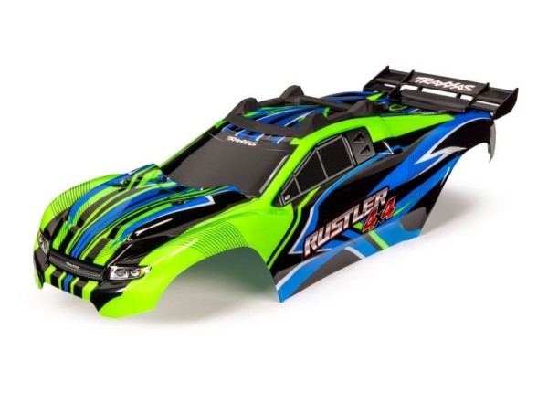 6734G Traxxas Karosserie Rustler 4X4 Grün/ Blau