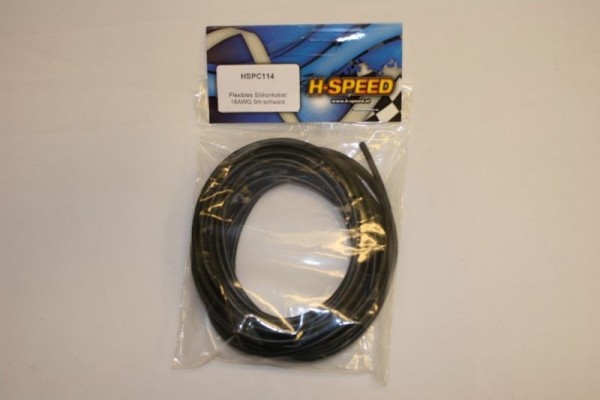 H-Speed flexibles Silikonkabel 16AWG 5m schwarz
