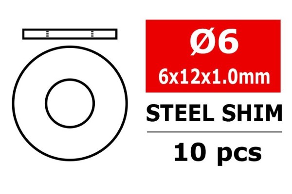 Team Corally Steel Metric Shim 6.0x12x1.0mm (10)