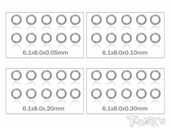 MR33 Shim Washer Set 6mm 0,05 / 0,1 / 0,2 / 0,3mm Distanz Unterlege Passscheiben