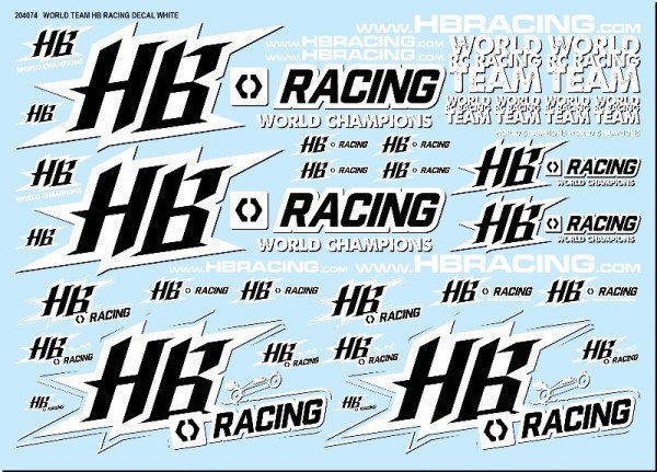 HB204074 World Team HB Racing Decals White