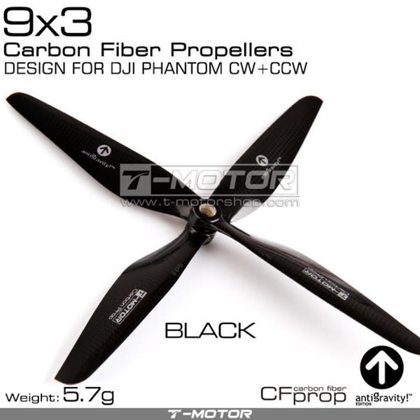 T-Motor Carbon Fiber Prop CW & CCW 9 x 3 Black Pha