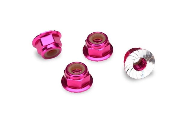 1747P Traxxas NUTS 4MM FLANGED PINK - M4 Mutter