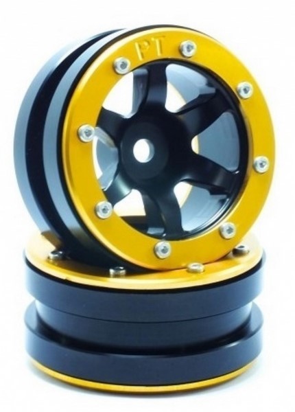 Absima Beadlock Wheels PT-Wave Schwarz/Gold 1.9