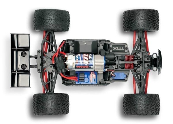 Traxxas E-Revo Brushed 1/16 4WD RTR Mini Monster Truck Offroad Auto Blau + USB Ladegerät